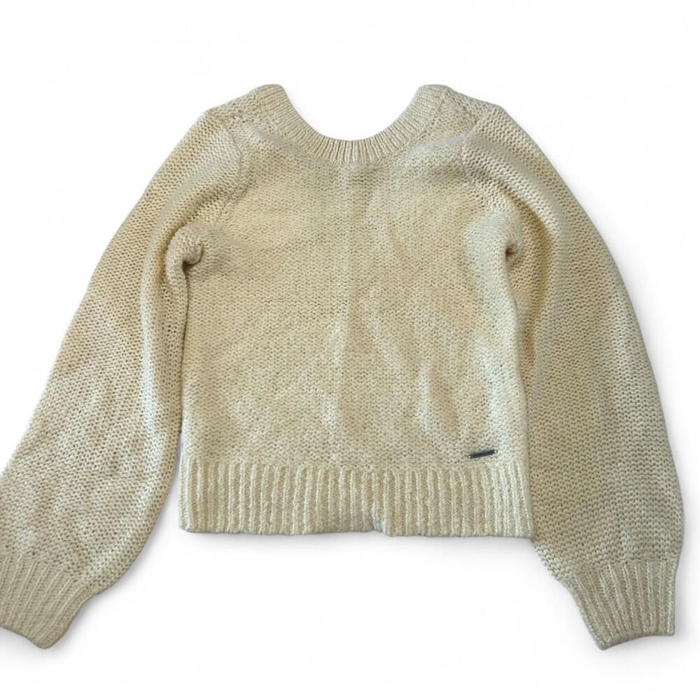 Abercrombie & Fitch Cream Knit V-Neck Sweater Size Small